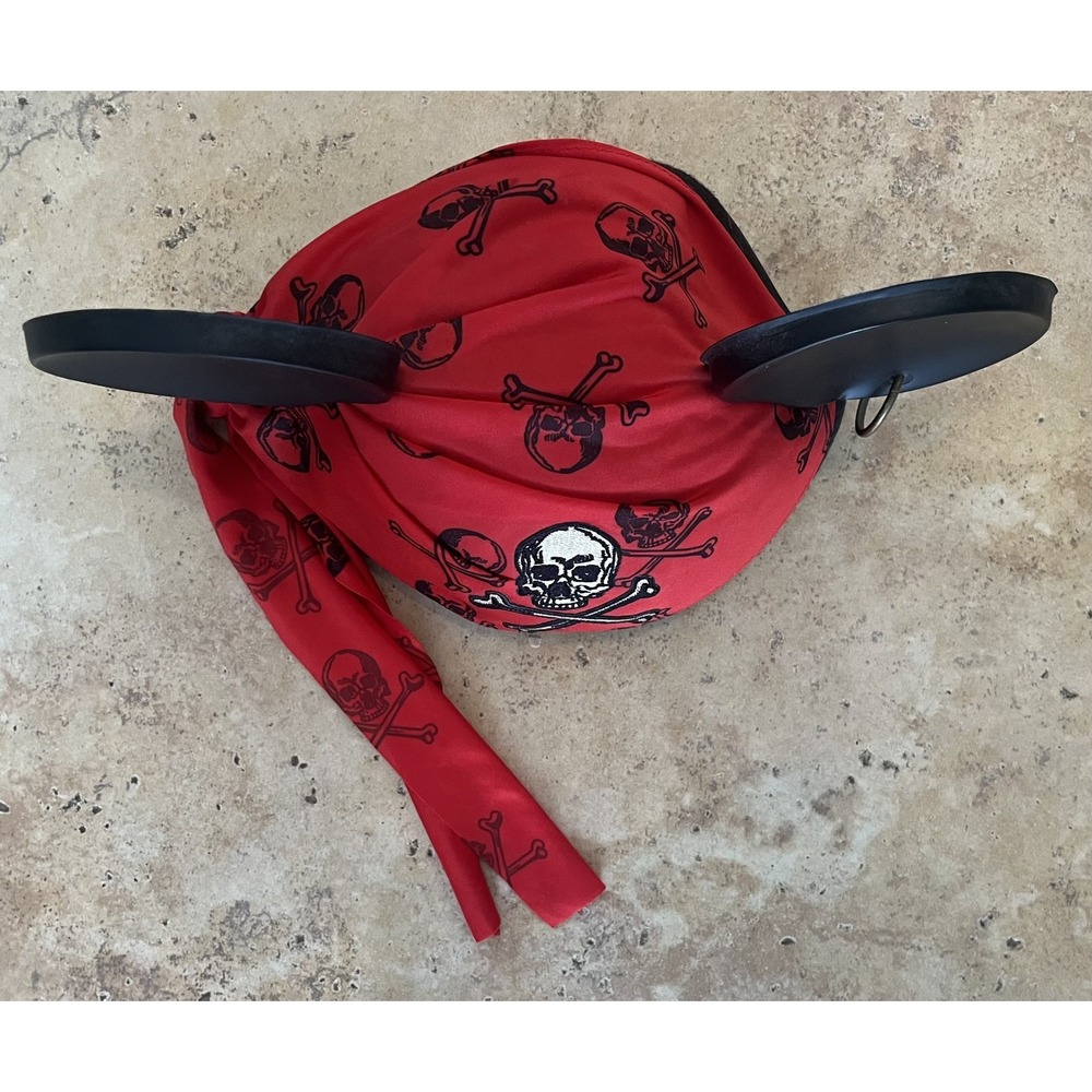 Disney Adult Ear Hat Pirates of the Caribbean Jack Sparrow Red Black Skull - Picture 3 of 4